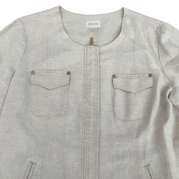 Chico's 100% Linen Zip Up Jacket, Size 1 (US M) - Picture 4 of 9